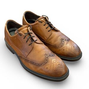 ECCO Lisbon Wingtip Brogue Oxford Dress Shoe Walnut Brown Leather EU 42 US 8-8.5
